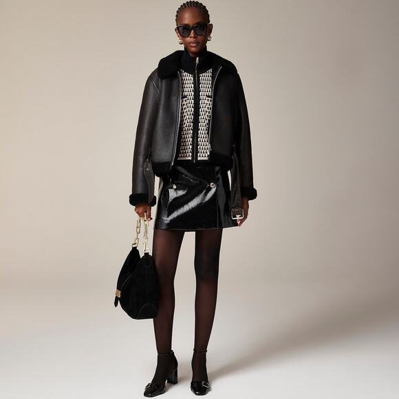 J.CREW Black Collection Mini Wrap Skirt in Faux Patent Leather Size 6 NWT - Picture 5 of 10